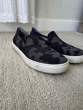 Rothy's Black & Gray Slip-On Camo Knit Sneakers